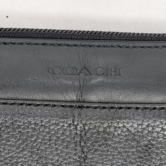 Coach Black Pebble Leather Zip Around Wallet Clutch Organizer Textured Mens - Picture 4 of 13